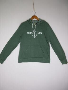 Authentic Mens Boston Graphic Hoodie Sweatshirt Long Sleeve Size L Green